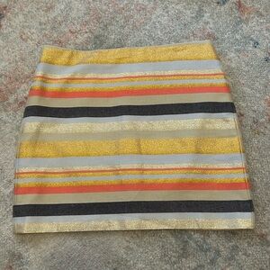 Metallic gold striped multicolor skirt
